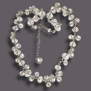 Vintage‎ Aurora Borealis Crystal Glass Rondelle Bead Statement Necklace 20"-24"